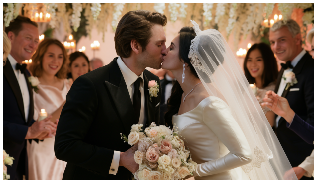 Hermosa boda con besos con IA