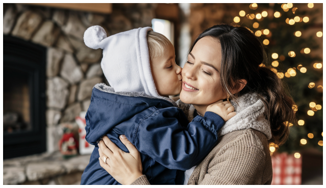 Conmovedora foto familiar con besos con IA